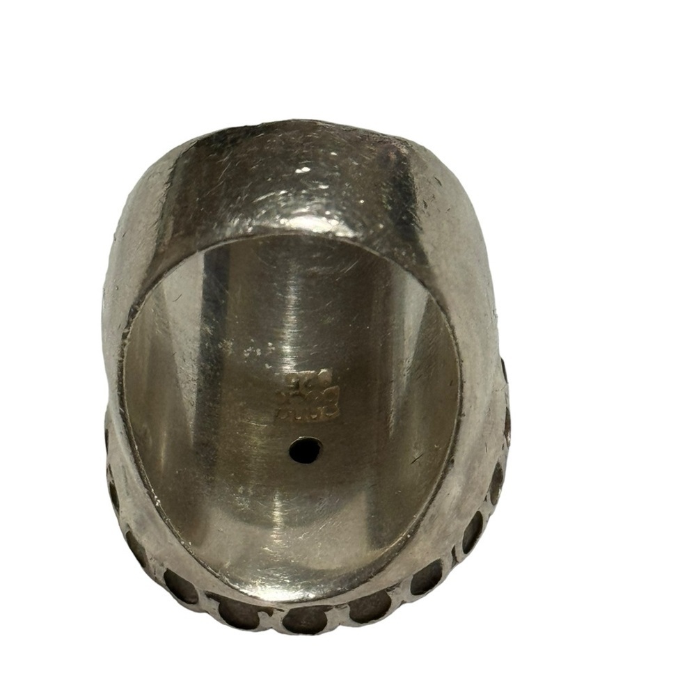 Anna Beck Large Sterling Silver Oval Step Dot Texture Cocktail Ring - Picture 8 of 8
